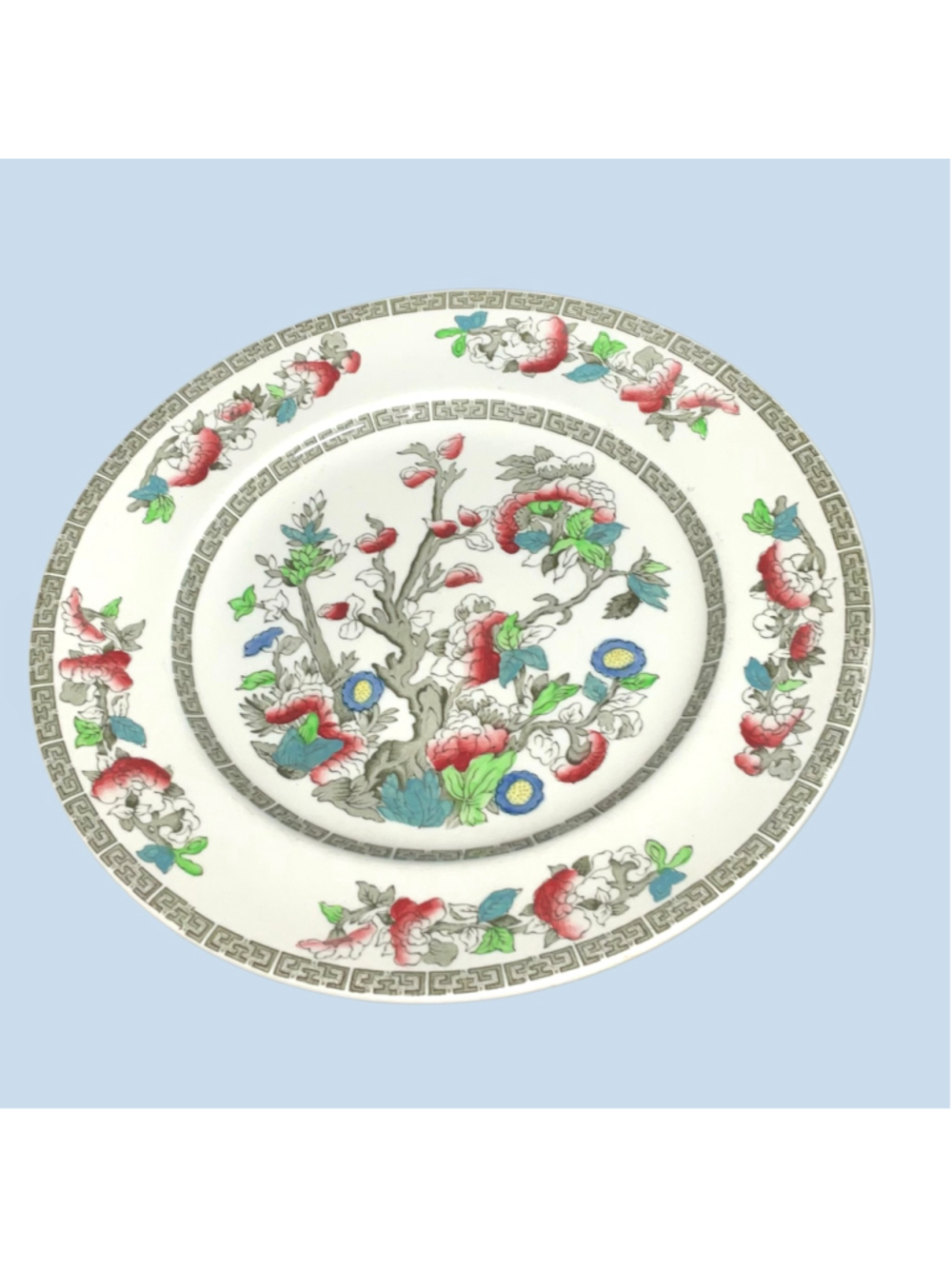 Vintage Johnson Bros Indian Tree Plate England Floral Greek Key 10”
